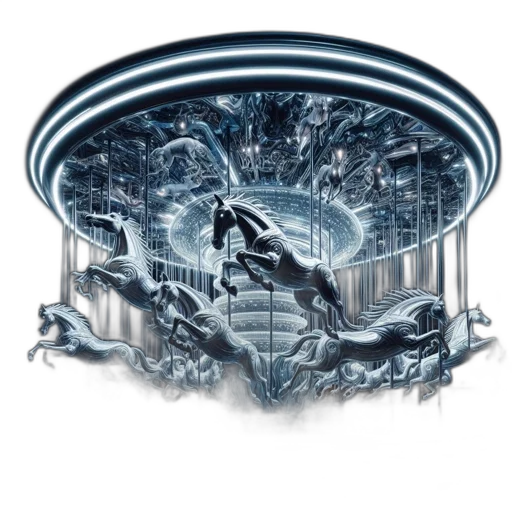 hair, robot, concept art, outer space, underwater, glowing, modern, carousel transparent PNG cut-out