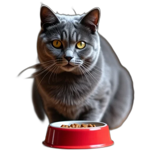 food, animal, photorealistic, 3d render, gray, domestic, cat, sitting transparent PNG cut-out