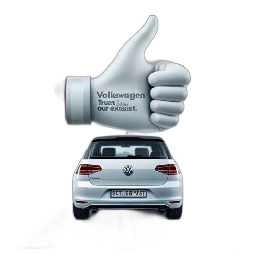 3d render, inside, factory, giant, thumbs-up, sculpture, reads, volkswagen transparent PNG cut-out