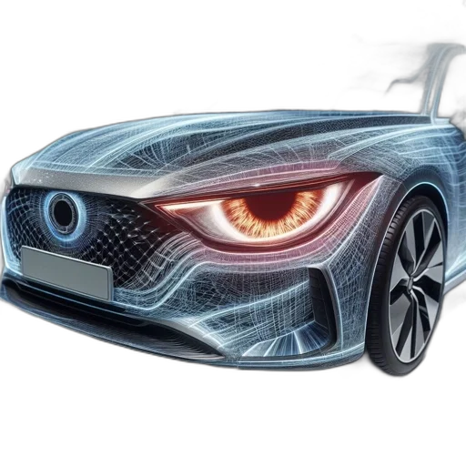 car, 3d render, concept art, photorealistic, futuristic, wireframe, holographic, appearance transparent PNG cut-out
