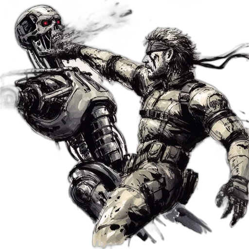 robot, weapon, concept art, comic book art, fantasy art, pixel art, soldier, strikes transparent PNG cut-out