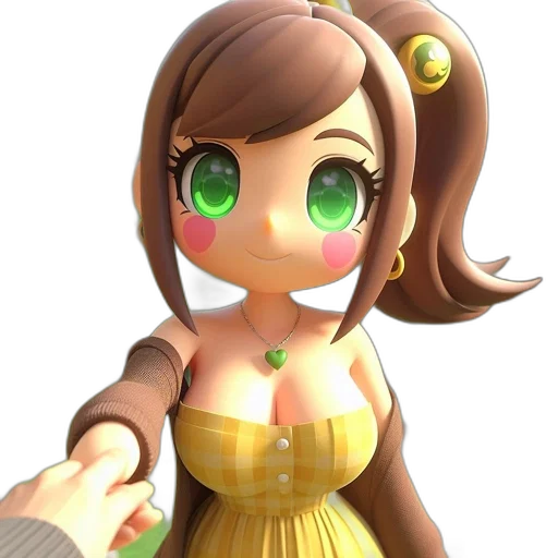 dress, staff, face, weapon, 3d render, concept art, pixel art, anime transparent PNG cut-out