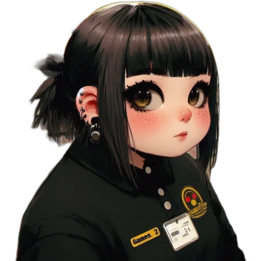 staff, face, jacket, hair, anime, photorealistic, fantasy art, cartoon transparent PNG cut-out