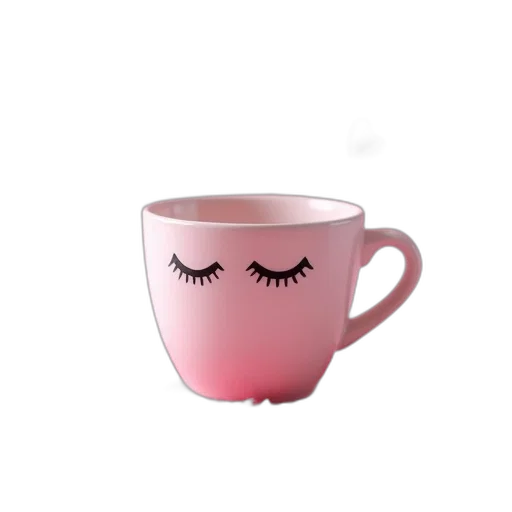 3d render, photorealistic, vaporwave, pastel, toy, cup, pink, confetti transparent PNG cut-out