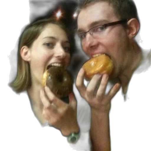 food, photorealistic, concept art, man, woman, eating, donuts transparent PNG cut-out