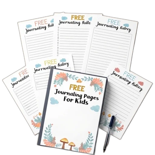 collection, printable, journaling, pages, kids, displayed, table, designed transparent PNG cut-out