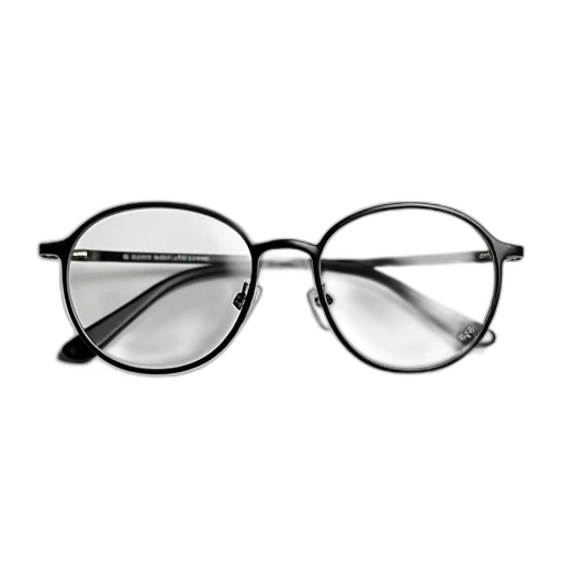monochrome, pair, black-framed, glasses, thin, metal, rim, subtle transparent PNG cut-out