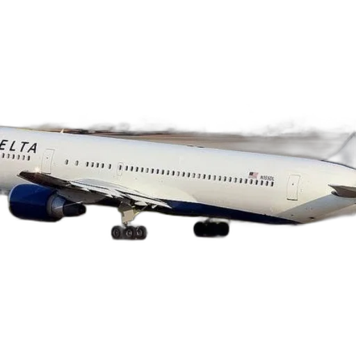 delta, airplane, runway, word, prominently, displayed, side transparent PNG cut-out