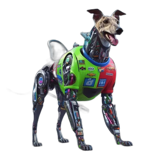 robot, animal, creature, jacket, concept art, 3d render, cyberpunk, mechanically-enhanced transparent PNG cut-out