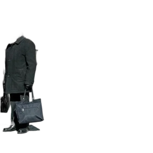 jacket, staff, dress, 3d render, dark, monochrome, person, black transparent PNG cut-out