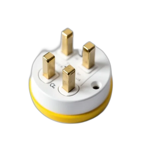 close-up, image, white, power, outlet, two, gold-colored, prongs transparent PNG cut-out