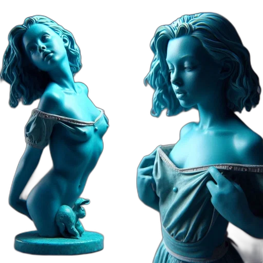 jewelry, 3d render, photorealistic, concept art, vaporwave, blue, two, sculptures transparent PNG cut-out