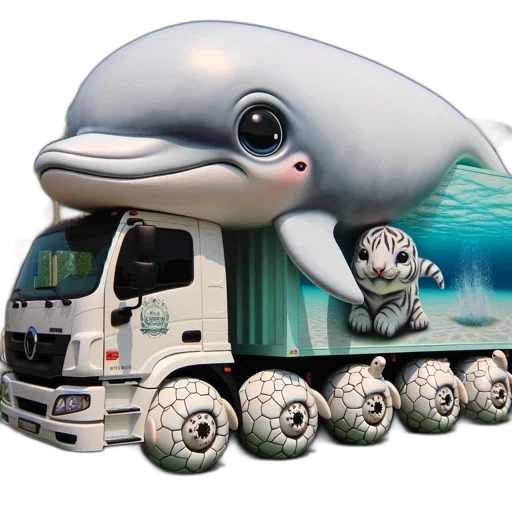 car, concept art, photorealistic, 3d render, vaporwave, underwater, unconventional, truck transparent PNG cut-out