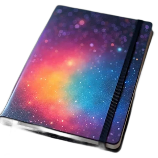 watercolor, 3d render, photorealistic, vaporwave, colorful, closed, notebook, rainbow transparent PNG cut-out
