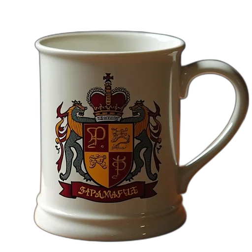 crown, 3d render, photorealistic, franks, family, crest, coffee, mug transparent PNG cut-out