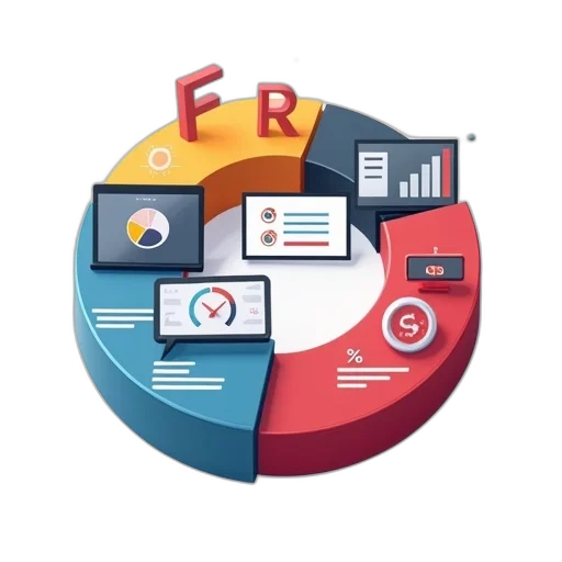 browser, revenue, pie, chart, showing, percentage, devices, overloaded transparent PNG cut-out