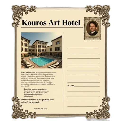 building, photorealistic, concept art, vintage-style, postcard, beige, background, decorative transparent PNG cut-out