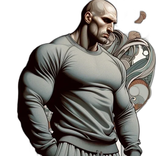 comic book art, concept art, photorealistic, fantasy art, muscular, man, bald, head transparent PNG cut-out