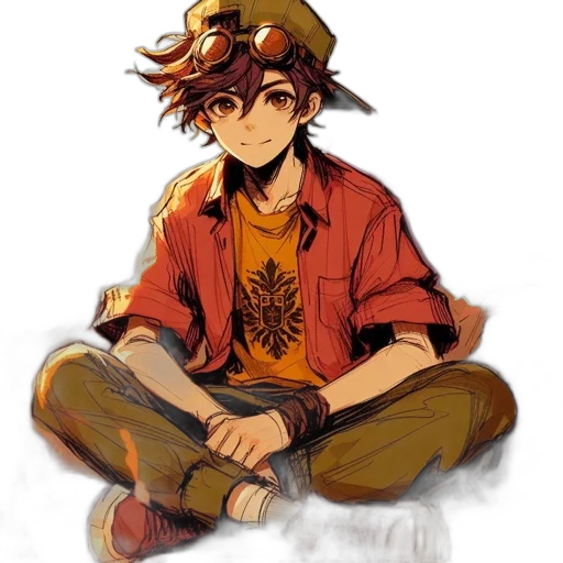 hat, staff, dragon, concept art, pixel art, watercolor, anime, red transparent PNG cut-out