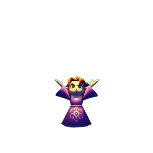 crown, staff, dress, weapon, pixel art, 3d render, concept art, vaporwave transparent PNG cut-out