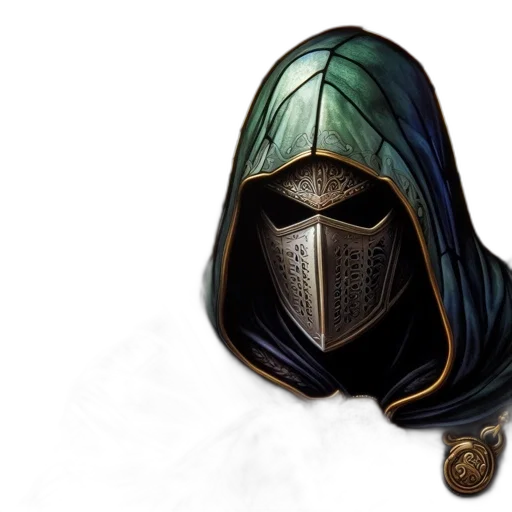 mask, sword, face, weapon, concept art, fantasy art, 3d render, photorealistic transparent PNG cut-out