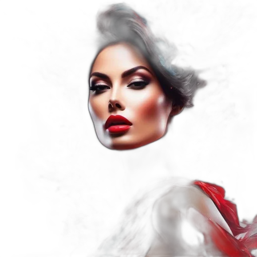 face, photorealistic, fantasy art, concept art, comic book art, red, woman, colorful transparent PNG cut-out