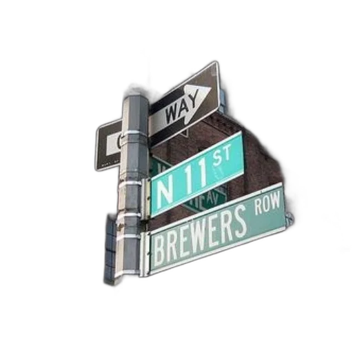 street, sign, corner, brewers, row transparent PNG cut-out