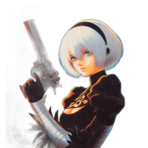 weapon, robot, staff, sword, concept art, anime, comic book art, fantasy art transparent PNG cut-out