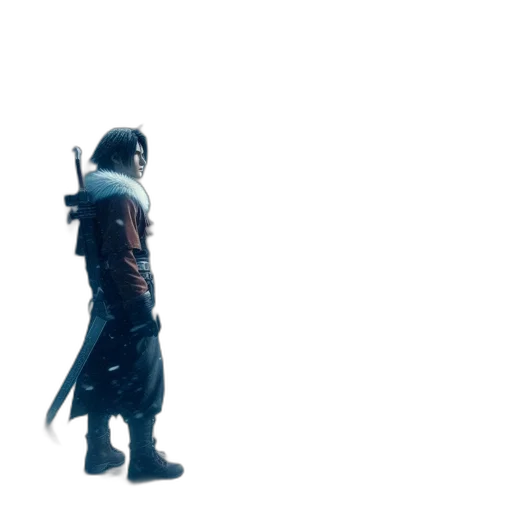 sword, jacket, weapon, staff, concept art, 3d render, pixel art, cyberpunk transparent PNG cut-out
