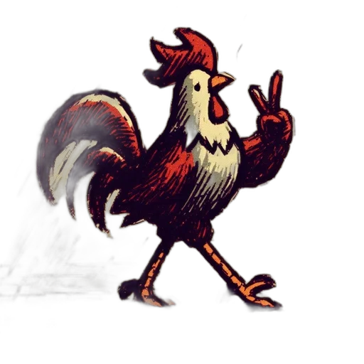 animal, creature, concept art, pixel art, watercolor, 3d render, animated, rooster transparent PNG cut-out