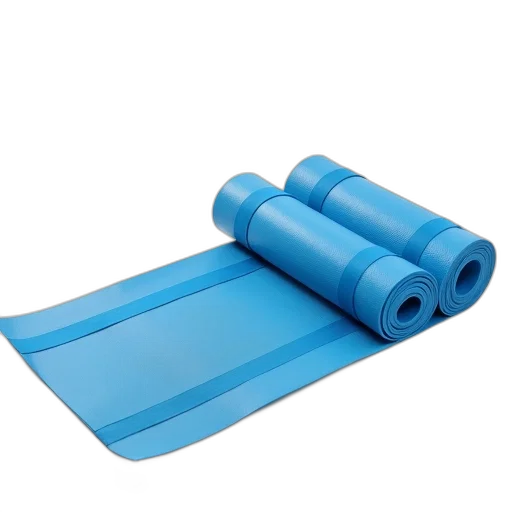 weapon, blue, yoga, mat, rolled, elastic, band, securing transparent PNG cut-out
