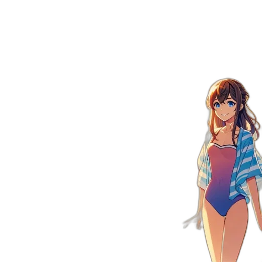dress, anime, pixel art, cartoon, 3d render, beach, underwater, neon lights transparent PNG cut-out
