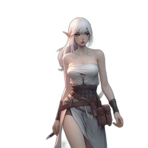staff, weapon, dress, concept art, fantasy art, 3d render, comic book art, monochrome transparent PNG cut-out