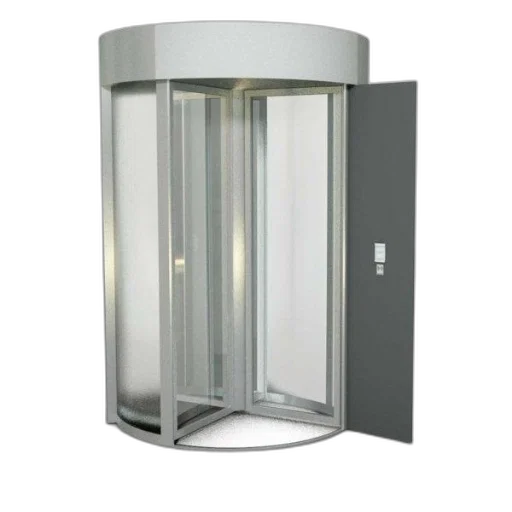 furniture, 3d render, modern, cylindrical, revolving, door, glass, panels transparent PNG cut-out