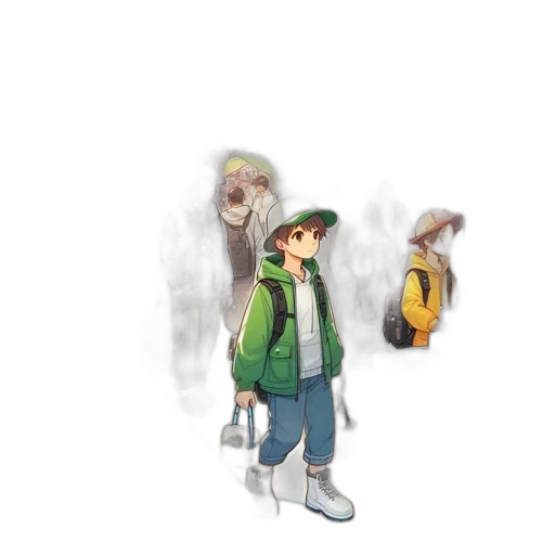 jacket, creature, mask, animal, concept art, pixel art, 3d render, watercolor transparent PNG cut-out