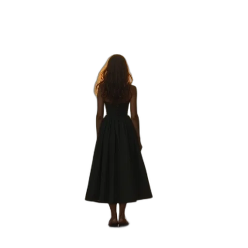 dress, hair, staff, jacket transparent PNG cut-out