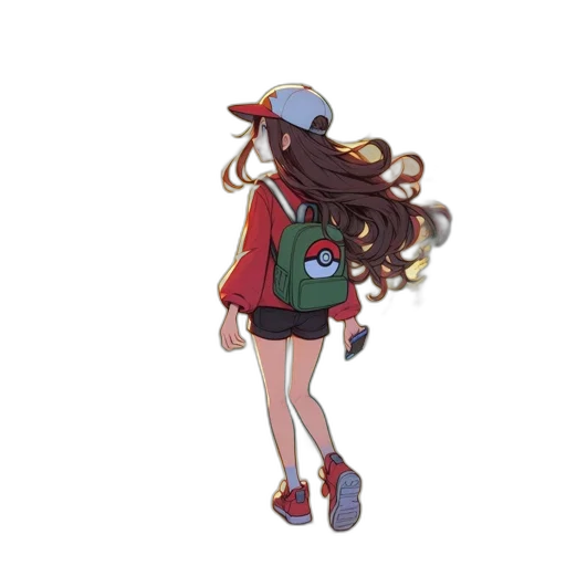 hat, hair, jacket, dress, pixel art, concept art, anime, cartoon transparent PNG cut-out