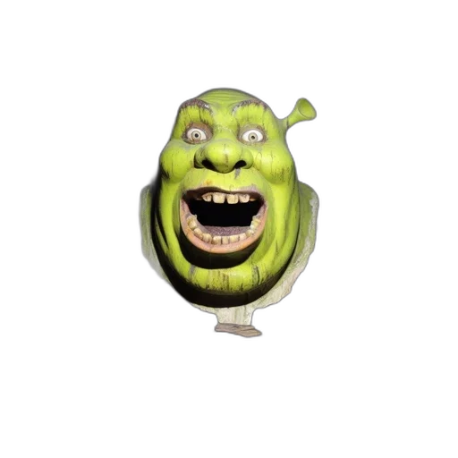 mask, creature, face, food, 3d render, photorealistic, concept art, shrek-like transparent PNG cut-out