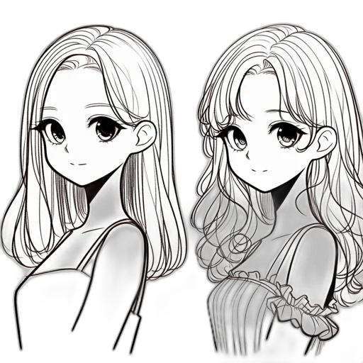 hair, anime, cartoon, pencil sketch, concept art, monochrome, pastel, dark transparent PNG cut-out