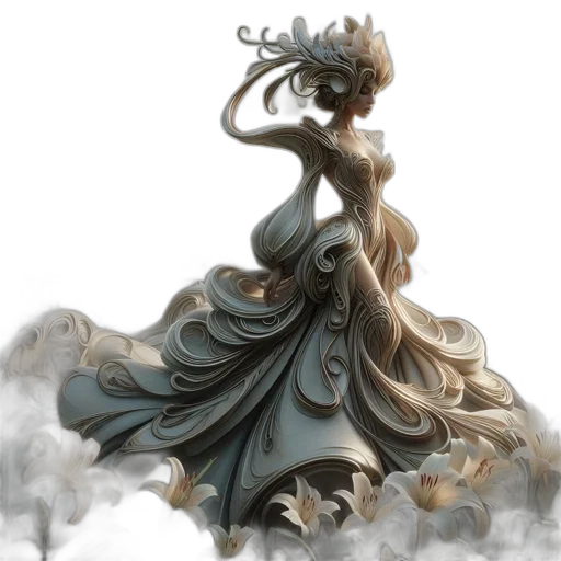 dress, crown, jewelry, dragon, fantasy art, concept art, photorealistic, 3d render transparent PNG cut-out