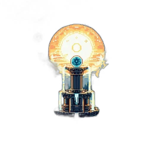 robot, jewelry, staff, crown, concept art, pixel art, 3d render, fantasy art transparent PNG cut-out