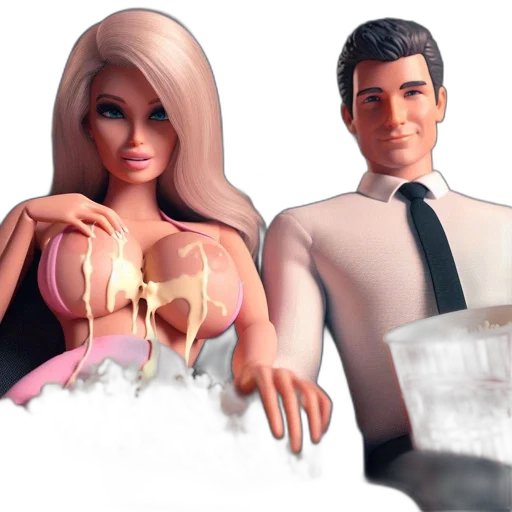 3d render, concept art, two, animated, characters, one, long, blonde transparent PNG cut-out