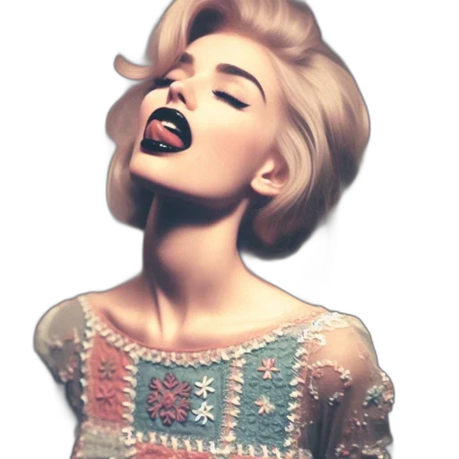 face, photorealistic, 3d render, cartoon, pixel art, neon lights, woman, platinum transparent PNG cut-out