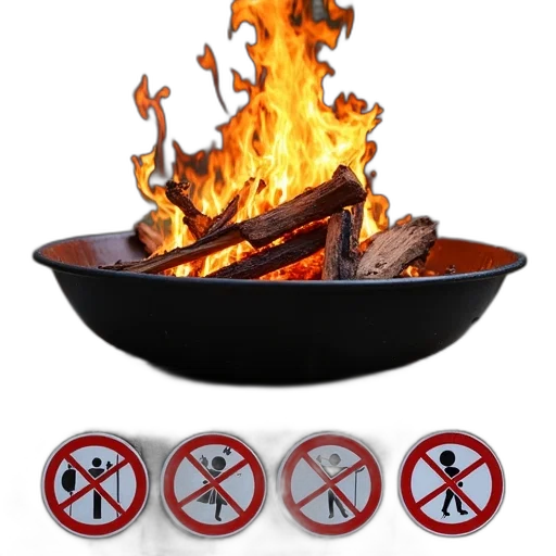 food, fire, black, metal, pit, roaring, inside, surrounded transparent PNG cut-out