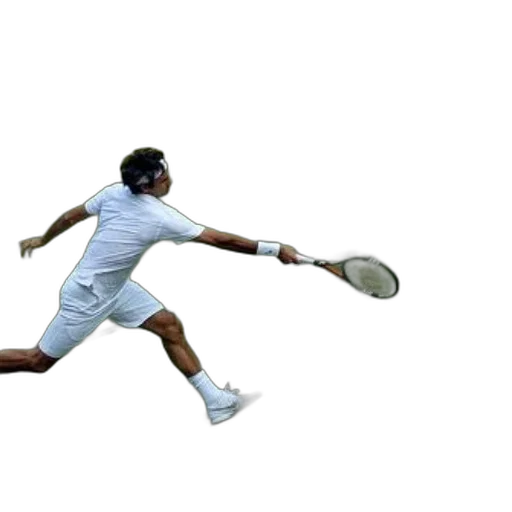 shoes, hair, photorealistic, 3d render, pixel art, tennis, player, white transparent PNG cut-out