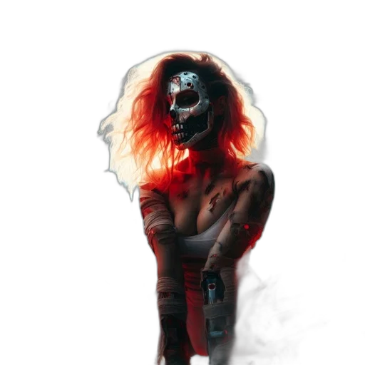 mask, creature, face, hair, concept art, comic book art, fantasy art, cyberpunk transparent PNG cut-out