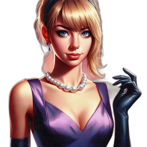 dress, jewelry, comic book art, fantasy art, photorealistic, concept art, dark, female transparent PNG cut-out