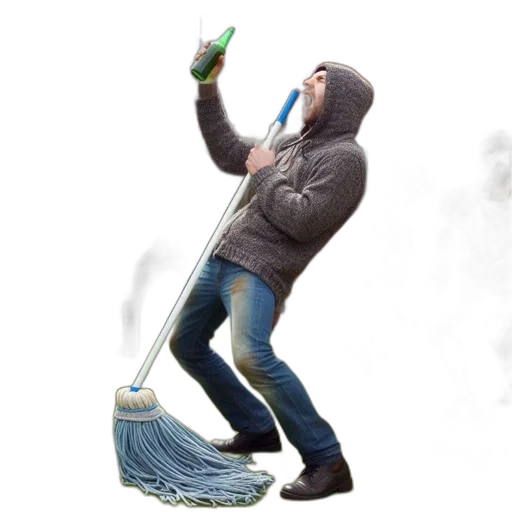 bottle, jacket, weapon, umbrella, concept art, 3d render, photorealistic, fog transparent PNG cut-out