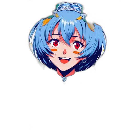 crown, jewelry, face, staff, anime, pixel art, 3d render, cartoon transparent PNG cut-out