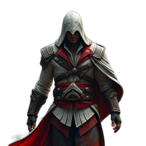 sword, jacket, mask, weapon, concept art, fantasy art, comic book art, 3d render transparent PNG cut-out